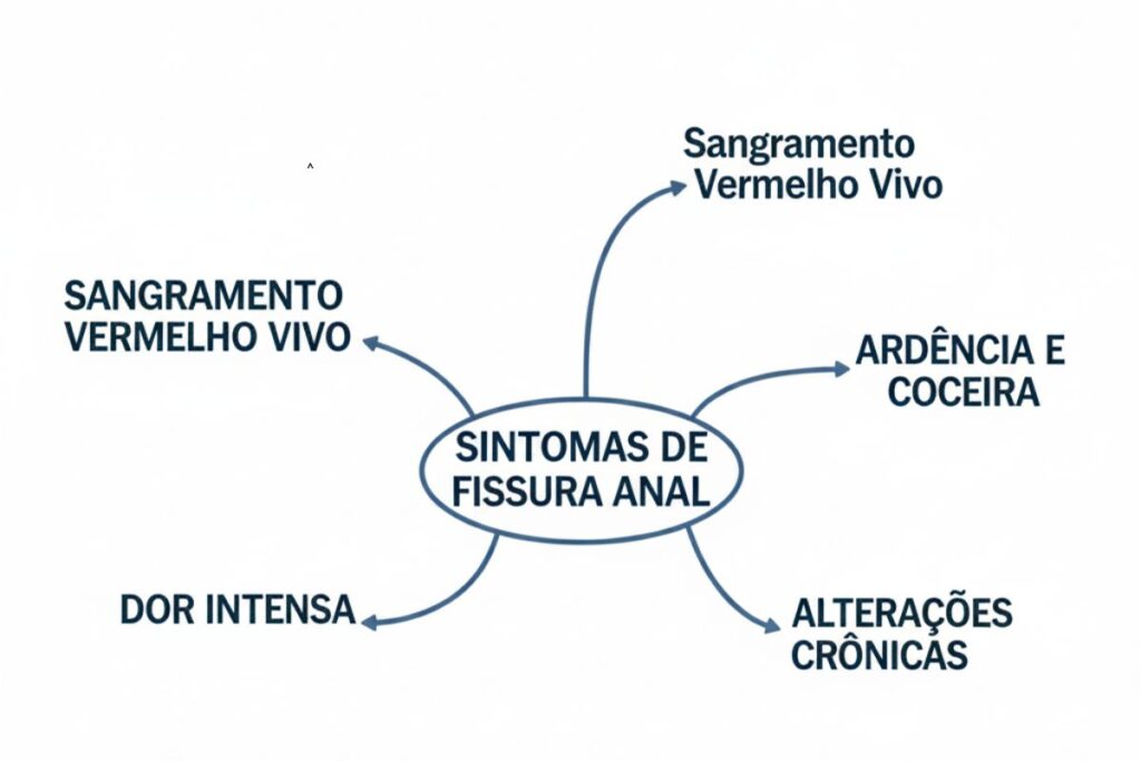 Quais são os sintomas mais comuns da Fissura anal?